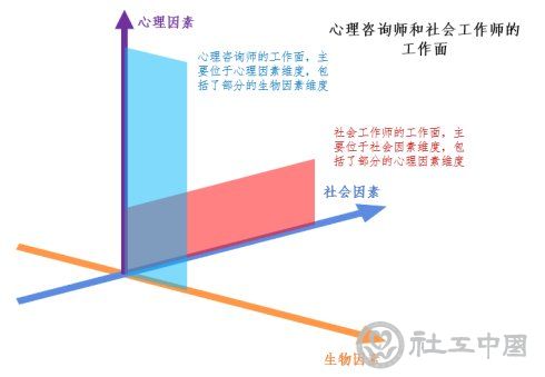 图2：心理咨询师和社会工作师的工作面示意图